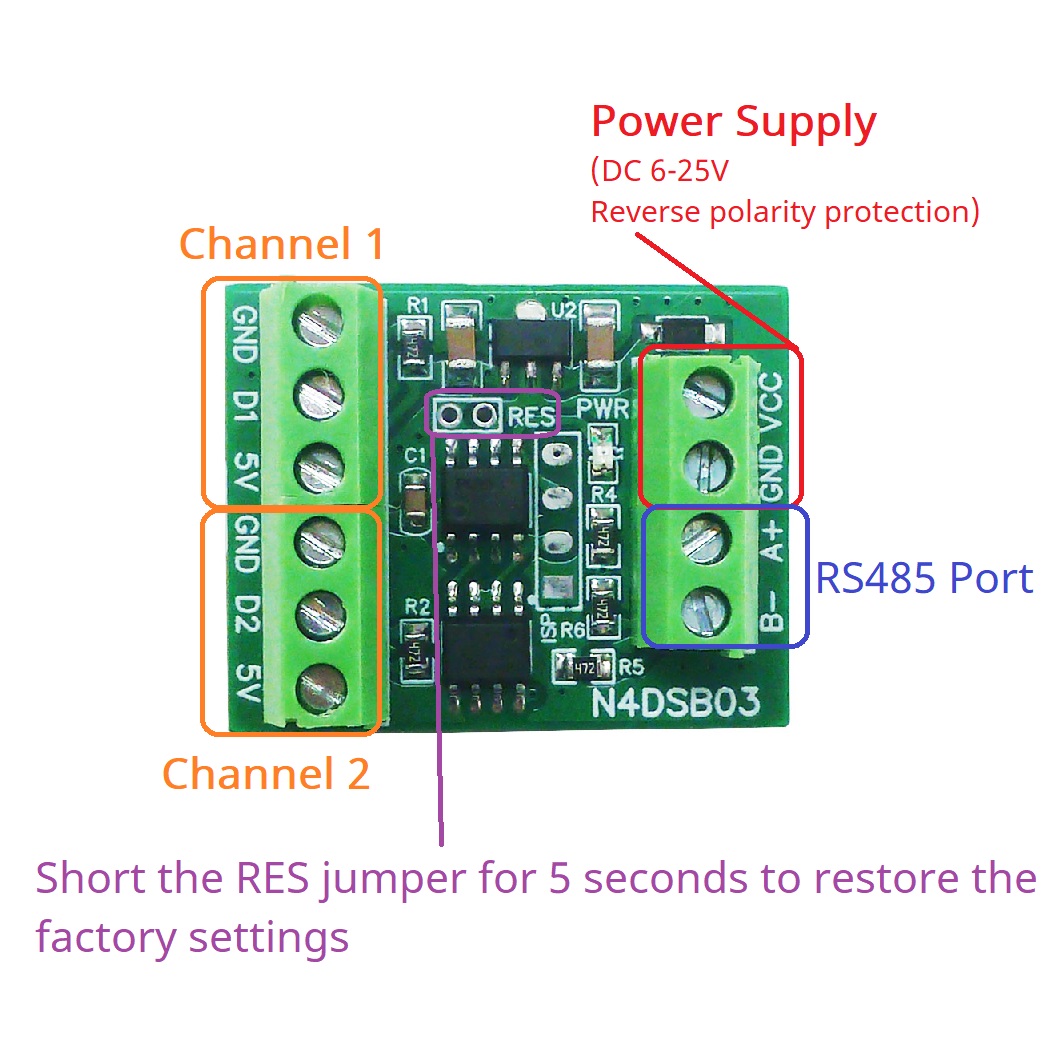 2CH RS485 Modbus  -55 to +125C - огляд і ціна Ds18B20 Temperature Sensor