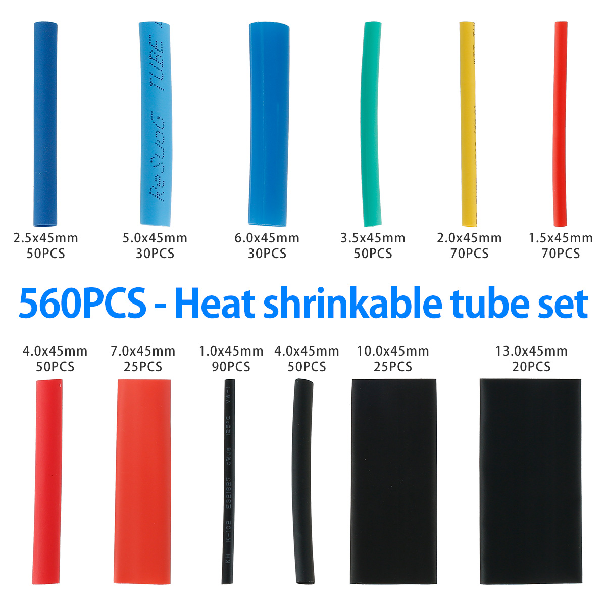 560/750Pcs Heat Shrink Tubing  - огляд і ціна Heat Shrink Tubing