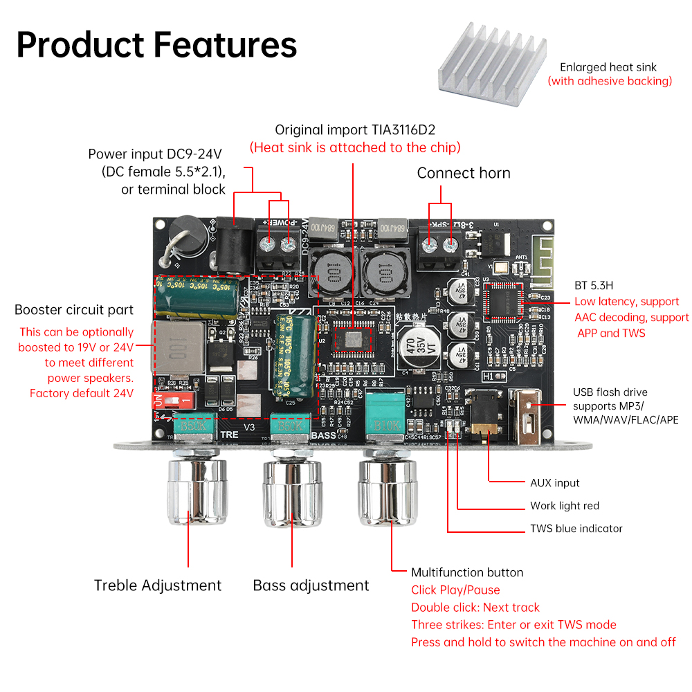 100W Mono Bluetooth 5.3 Amplif - огляд і ціна Diy Audio Electronics Kit