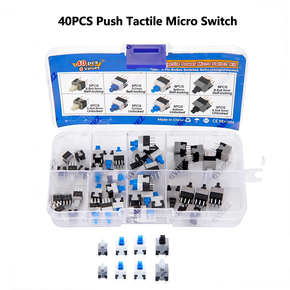 40PCS 8Values Push Tactile Mic - огляд і ціна Diy Electronics Supplies