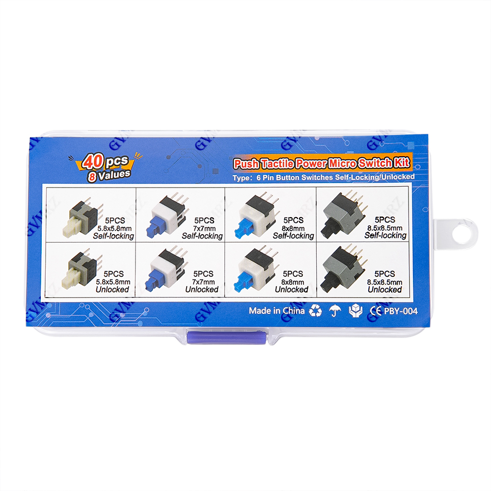 40PCS 8Values Push Tactile Mic - огляд і ціна Diy Electronics Supplies