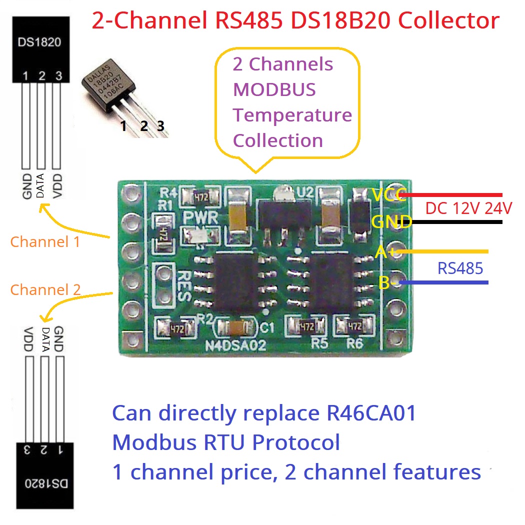 DS18B20 RS485 Adapter Board fo - огляд і ціна Ds18B20 Temperature Sensor