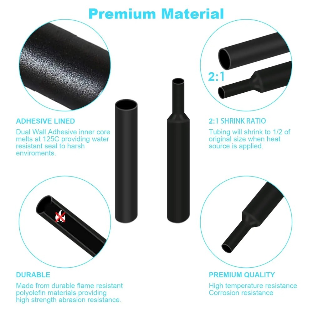 Black Heat Shrink Tube Waterpr - огляд і ціна Heat Shrink Tubing