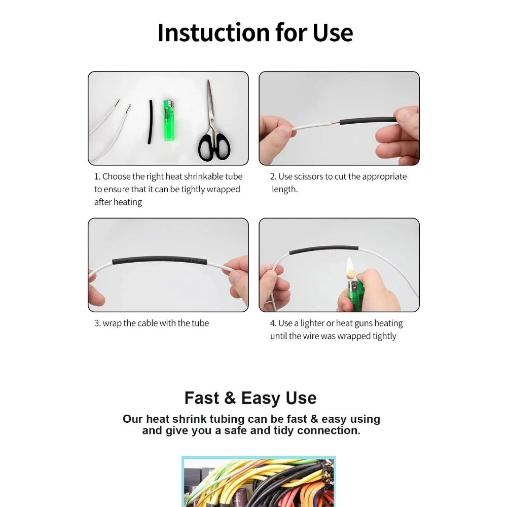 Black Heat Shrink Tube Waterpr - огляд і ціна Heat Shrink Tubing