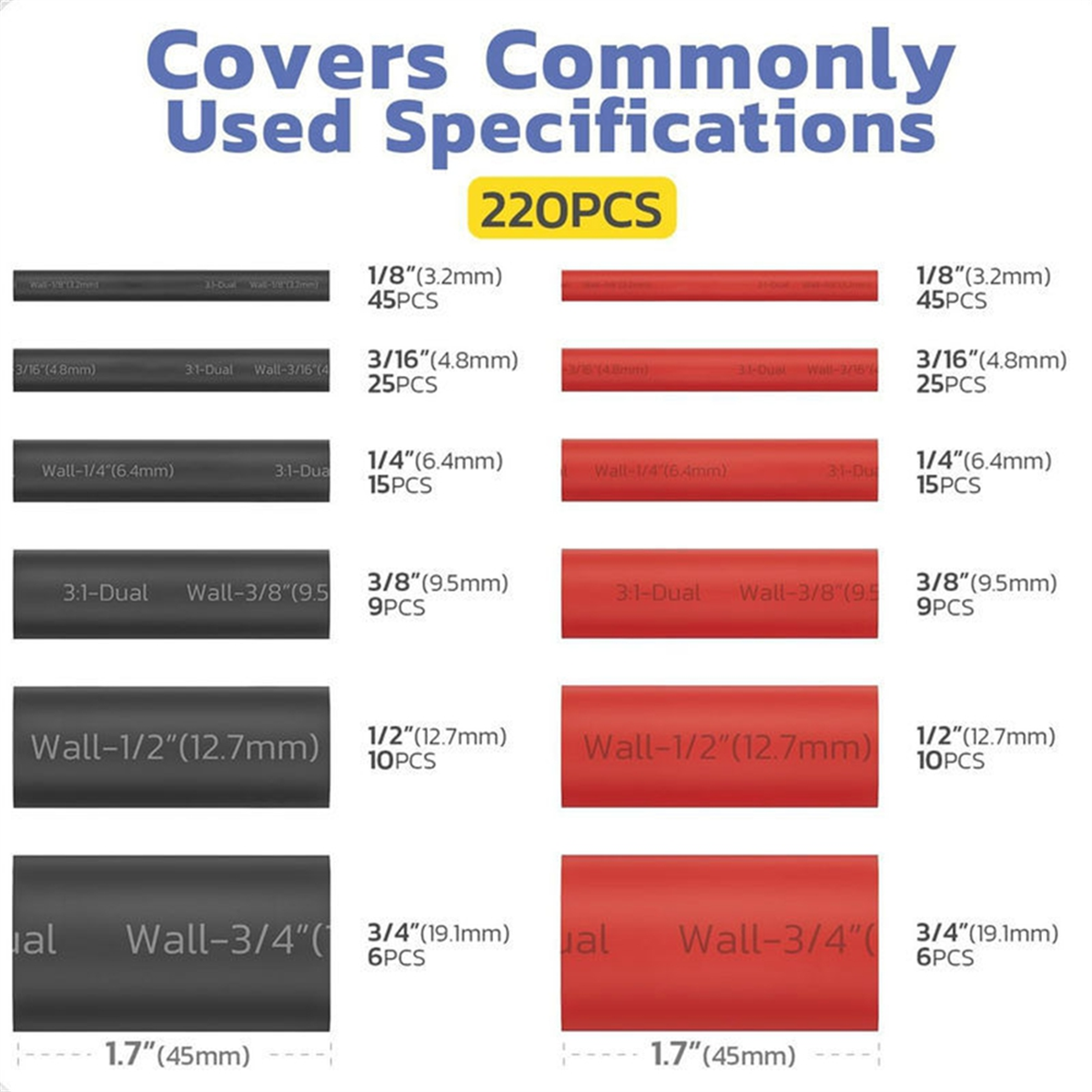 A002 220PCS 3:1 Heat Shrink Tu - огляд і ціна Heat Shrink Tubing