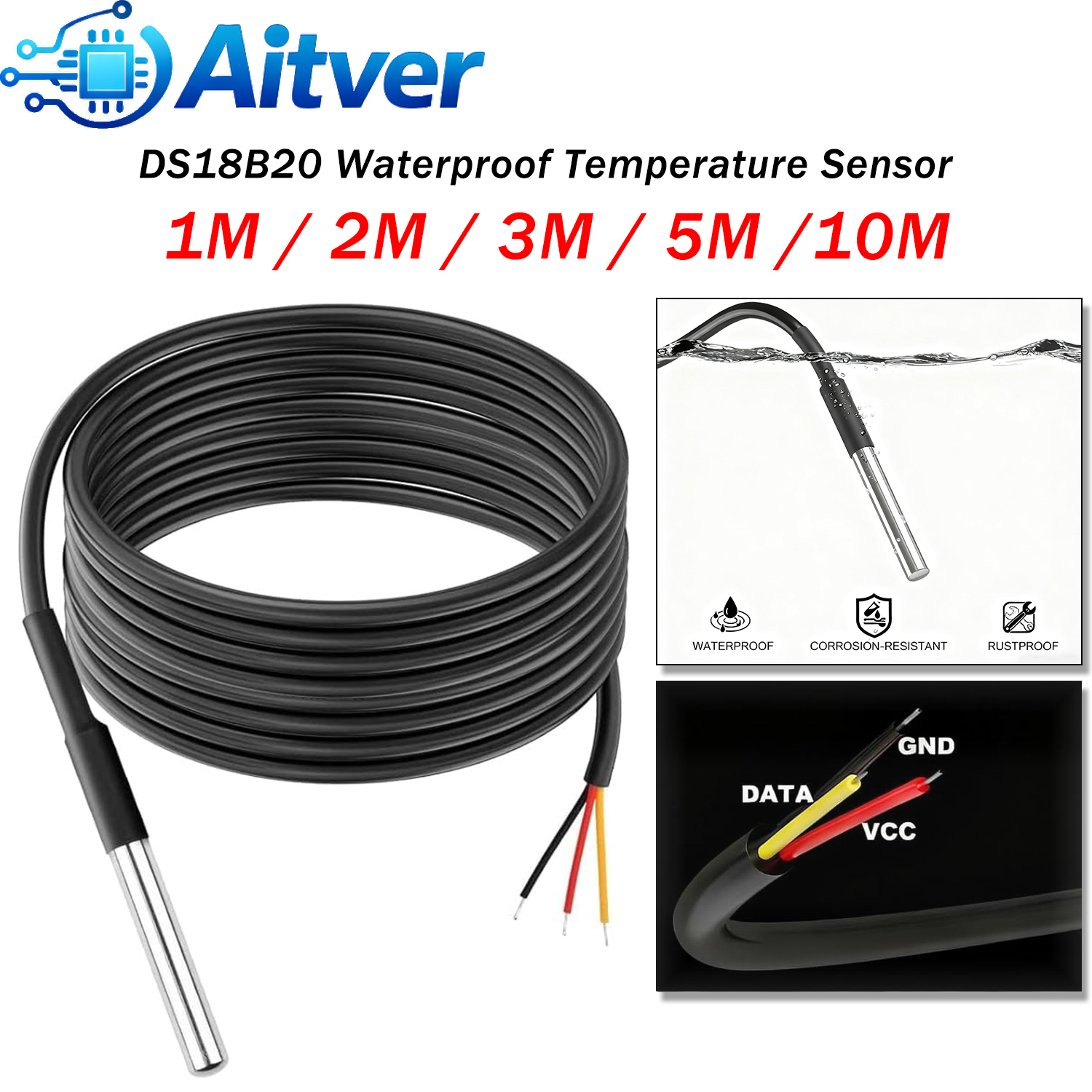 DS18B20 Waterproof Temperature - огляд і ціна Ds18B20 Temperature Sensor