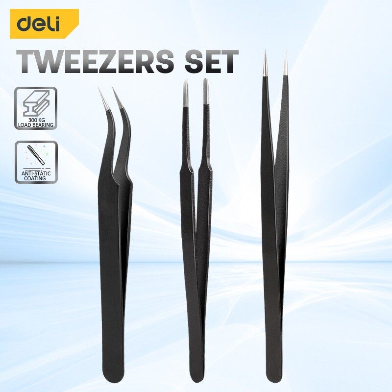 Deli 3PCS Tweezers Set Upgrade - огляд і ціна Soldering Iron Kit
